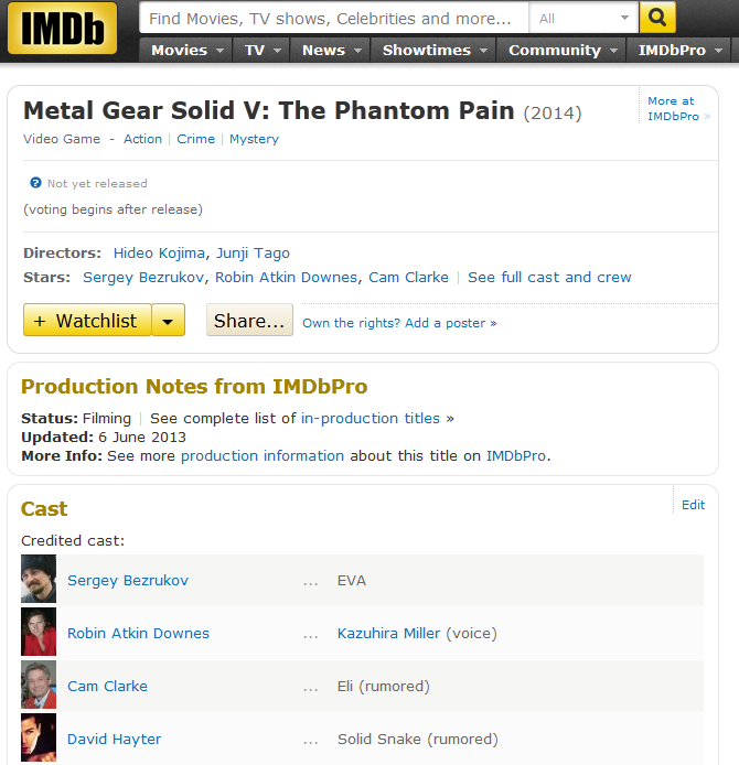 По версии IMDb роль EVA в Metal Gear Solid V досталась Безрукову - Изображение 4 По версии IMDb роль EVA в Metal Gear Solid V досталась Безрукову - Изображение 4